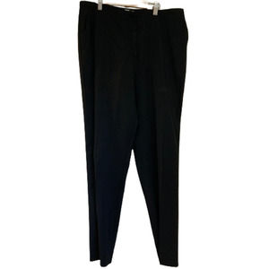 Alma Career Pants Pleated Front Tapered Lightweight Wool Pockets Black Plus 12